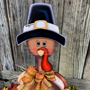 Thanksgiving Centerpiece, Turkey Centerpiece, Thanksgiving decoration, Turkey decor, Thanksgiving shelf sitter, Wooden Pilgrim Turkey decor