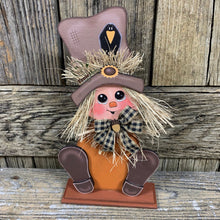 Load image into Gallery viewer, Fall Scarecrow decoration, Fall tier tray decor, wooden Scarecrow, shelf sitter, Halloween, Fall Farmhouse decor, Thanksgiving, wood crafts
