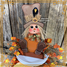 Load image into Gallery viewer, Fall Scarecrow decoration, Fall tier tray decor, wooden Scarecrow, shelf sitter, Halloween, Fall Farmhouse decor, Thanksgiving, wood crafts
