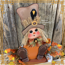 Load image into Gallery viewer, Fall Scarecrow decoration, Fall tier tray decor, wooden Scarecrow, shelf sitter, Halloween, Fall Farmhouse decor, Thanksgiving, wood crafts
