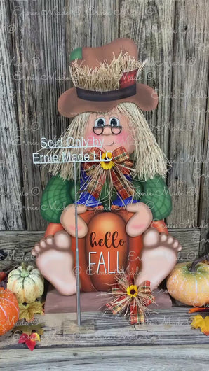 Scarecrow, Fall decoration, Pumpkin sign for porch, Wooden Scarecrow with stand, Halloween porch decor, Thanksgiving decor, shelf sitter