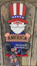 Load and play video in Gallery viewer, Uncle Sam, Patriotic Summer door hanger, Summer decor, Patriotic front door wreath, Fourth of July Decoration, Americana, Uncle Sam sign,
