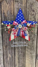 Load and play video in Gallery viewer, Patriotic door hanger, primitive star decoration, Summer door hanger, Fourth of July wreath for front door, summer arrangement, Americana
