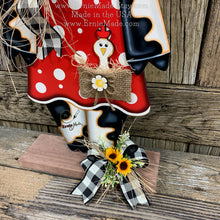 Load image into Gallery viewer, Farmhouse centerpiece, Cow decoration, Primitive Wooden Cow shelf sitter, Country style cow decoration, Bovine decor, Chicken decoration
