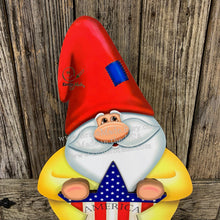 Load image into Gallery viewer, Gnome, Patriotic Gnome decoration, Gnome porch decor, Wooden Gnome For Summer, Fourth of July, Gnome with flag, Primitive Americana star
