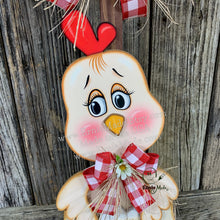 Load image into Gallery viewer, Farmhouse chicken decoration, Rooster decor, chicken decor, Farmhouse sign, wooden chicken, primitive chicken, kitchen rooster centerpiece,
