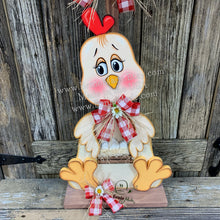 Load image into Gallery viewer, Farmhouse chicken decoration, Rooster decor, chicken decor, Farmhouse sign, wooden chicken, primitive chicken, kitchen rooster centerpiece,
