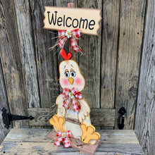 Load image into Gallery viewer, Farmhouse chicken decoration, Rooster decor, chicken decor, Farmhouse sign, wooden chicken, primitive chicken, kitchen rooster centerpiece,
