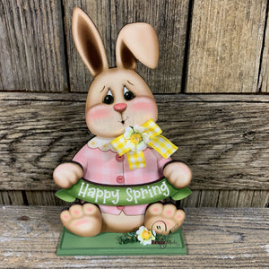 Spring Decoration, Easter Bunny centerpiece, Tiered tray decor, Vintage Easter Farmhouse decor, wood Bunny with Easter sign, Primitive Bunny