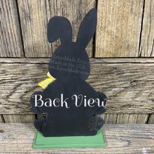 Load image into Gallery viewer, Spring Decoration, Easter Bunny centerpiece, Tiered tray decor, Vintage Easter Farmhouse decor, wood Bunny with Easter sign, Primitive Bunny
