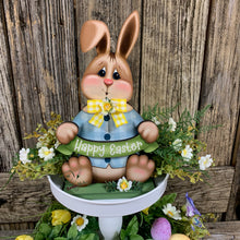 Load image into Gallery viewer, Spring Decoration, Easter Bunny Tiered tray decor, chocolate bunny, Vintage Easter Farmhouse decor, wood Bunny shelf sitter, Primitive Bunny
