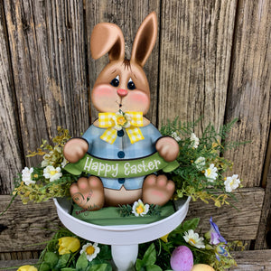 Spring Decoration, Easter Bunny Tiered tray decor, chocolate bunny, Vintage Easter Farmhouse decor, wood Bunny shelf sitter, Primitive Bunny