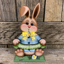 Load image into Gallery viewer, Spring Decoration, Easter Bunny Tiered tray decor, chocolate bunny, Vintage Easter Farmhouse decor, wood Bunny shelf sitter, Primitive Bunny
