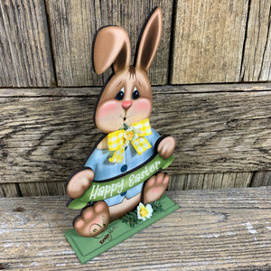 Spring Decoration, Easter Bunny Tiered tray decor, chocolate bunny, Vintage Easter Farmhouse decor, wood Bunny shelf sitter, Primitive Bunny