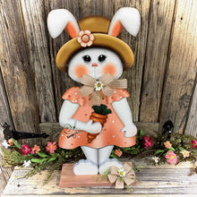 Load image into Gallery viewer, Spring Decoration, Easter Bunny centerpiece, Wooden bunny with stand, Spring Bunny arrangement, Easter Decor, Primitive Bunny porch greeter
