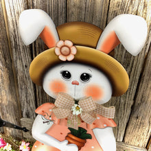 Load image into Gallery viewer, Spring Decoration, Easter Bunny centerpiece, Wooden bunny with stand, Spring Bunny arrangement, Easter Decor, Primitive Bunny porch greeter
