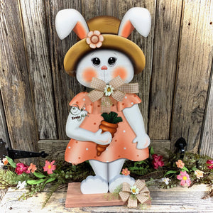 Spring Decoration, Easter Bunny centerpiece, Wooden bunny with stand, Spring Bunny arrangement, Easter Decor, Primitive Bunny porch greeter