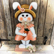 Load image into Gallery viewer, Spring Decoration, Easter Bunny centerpiece, Wooden bunny with stand, Spring Bunny arrangement, Easter Decor, Primitive Bunny porch greeter
